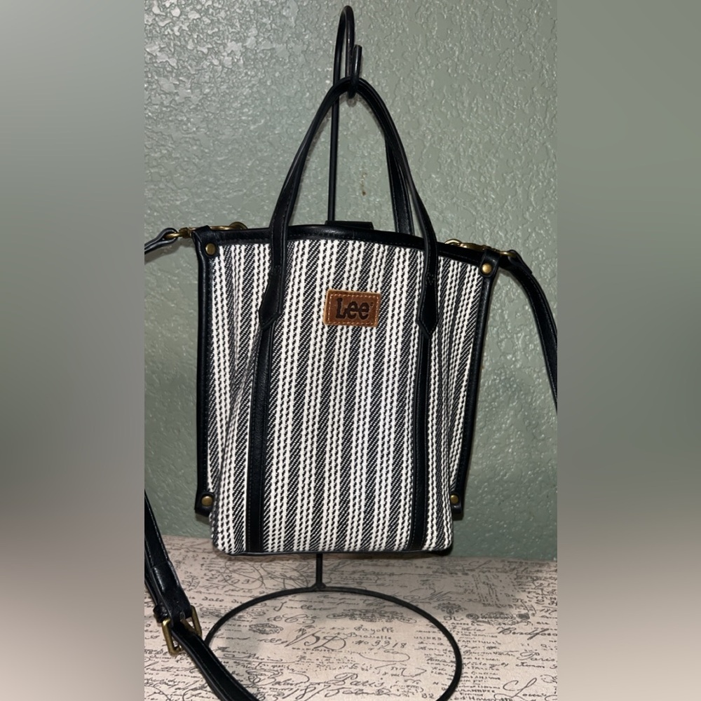 Lee Black & White Striped Mini Tote